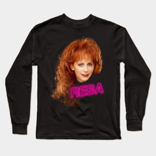 Reba // Neon-Style 80s Fan Design Long Sleeve T-Shirt